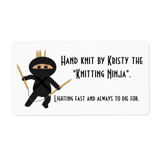 Knit Ninja met cirkelvormige naalden Etiket (Voorkant)