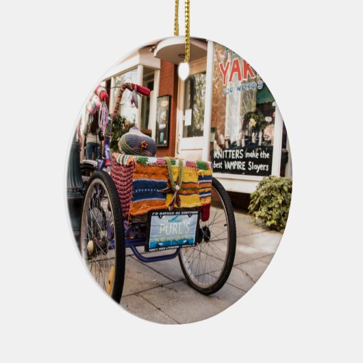 Knit One, Purl Two Keramisch Ornament (Rechts)