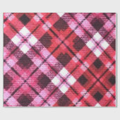 Knit Plaid Tartan Check roze witte wijn patroon Cadeaupapier (Vlak)