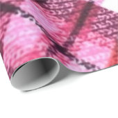 Knit Plaid Tartan Check roze witte wijn patroon Cadeaupapier (Rol Hoek)