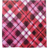 Knit Plaid Tartan Check roze witte wijn patroon Douchegordijn (Voorkant)