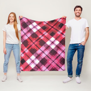 Knit Plaid Tartan Check roze witte wijn patroon Fleece Deken