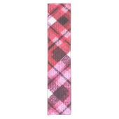 Knit Plaid Tartan Check roze witte wijn patroon Korte Tafelloper (Voorkant)