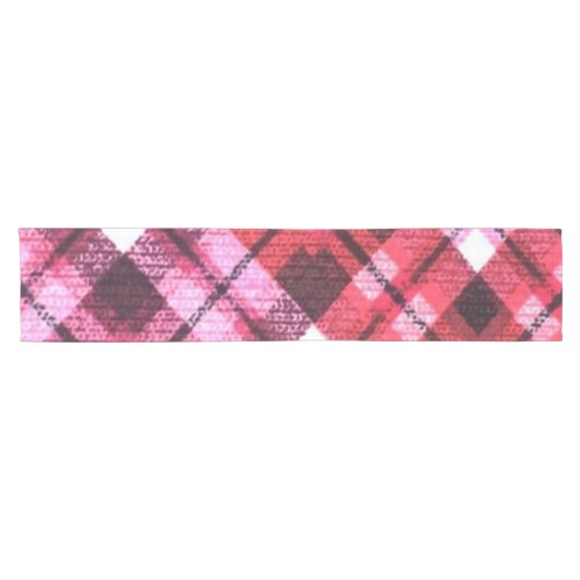 Knit Plaid Tartan Check roze witte wijn patroon Korte Tafelloper (Horizontaal)