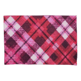 Knit Plaid Tartan Check roze witte wijn patroon Kussensloop
