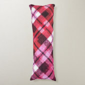 Knit Plaid Tartan Check roze witte wijn patroon Lichaamskussen (Voorkant Verticaal)