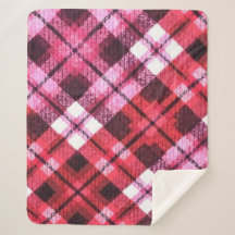 Knit Plaid Tartan Check roze witte wijn patroon