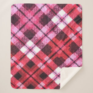 Knit Plaid Tartan Check roze witte wijn patroon Sherpa Deken