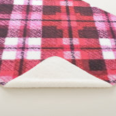 Knit Plaid Tartan Check roze witte wijn patroon Sherpa Deken (3/4)