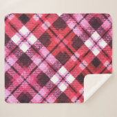 Knit Plaid Tartan Check roze witte wijn patroon Sherpa Deken (Voorkant (horizontaal))