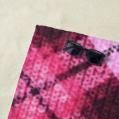 Knit Plaid Tartan Check roze witte wijn patroon Strandlaken (In situ)