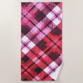 Knit Plaid Tartan Check roze witte wijn patroon Strandlaken (Voorkant)