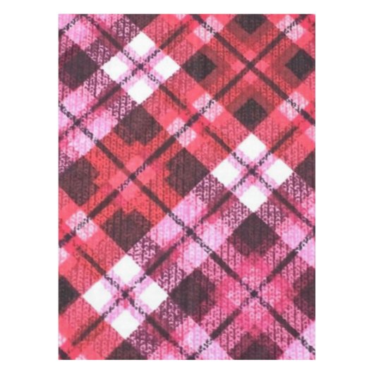 Knit Plaid Tartan Check roze witte wijn patroon Tafelkleed (Voorkant)