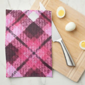 Knit Plaid Tartan Check roze witte wijn patroon Theedoek (Quarter Fold)