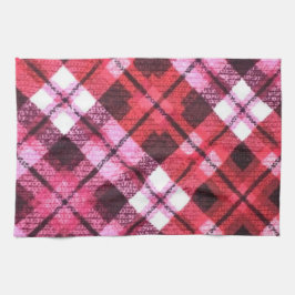 Knit Plaid Tartan Check roze witte wijn patroon Theedoek