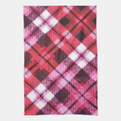 Knit Plaid Tartan Check roze witte wijn patroon Theedoek (Verticaal)