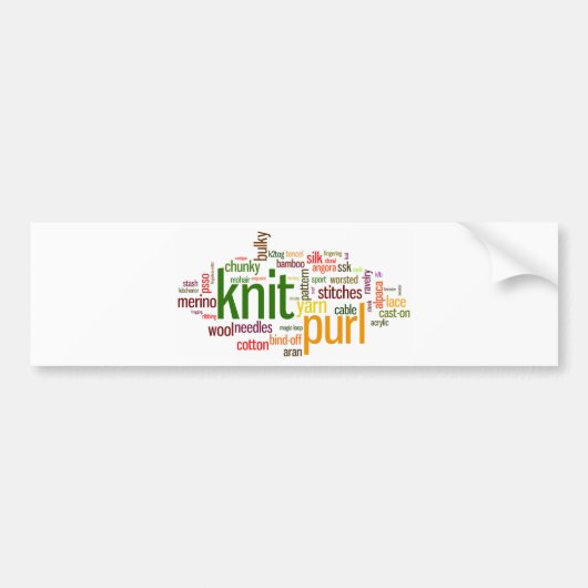 Knit Purl Knitting Lexicon voor Knitters Bumpersticker (Voorkant)