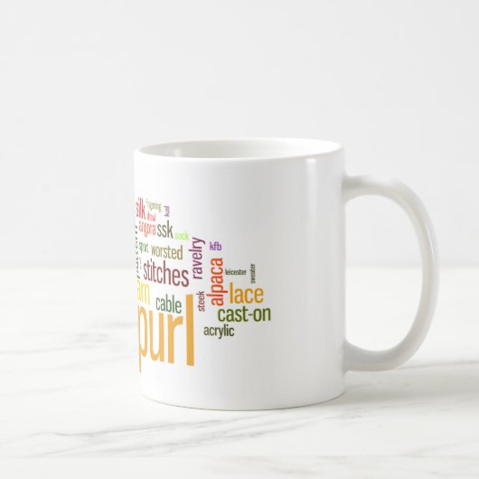 Knit Purl Knitting Lexicon voor Knitters Koffiemok (Rechts)