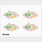 Knit Purl Knitting Lexicon voor Knitters Ovale Sticker (Vel)