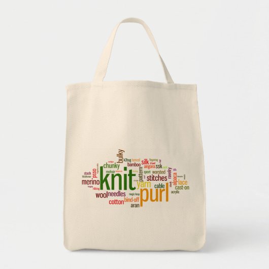 Knit Purl Knitting Lexicon voor Knitters Tote Bag (Voorkant)