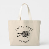 Knit Purl Repeat Funny Knitter Grote Tote Bag (Achterkant)