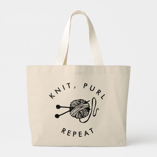 Knit Purl Repeat Funny Knitter Grote Tote Bag (Achterkant)