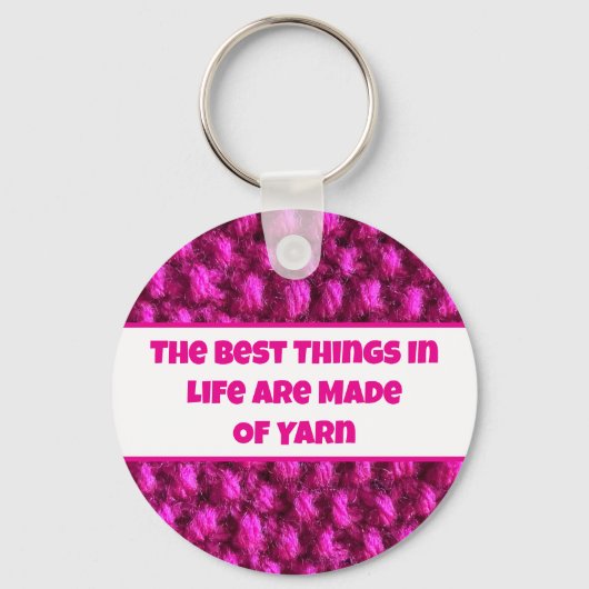 Knit Roze Haakpatroon Crafty Love Yarn Sleutelhanger (Voorkant)