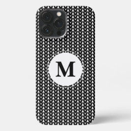 Knit Stitch Crafts Black Monogram iPhone Case 13 Pro Max Hoesje