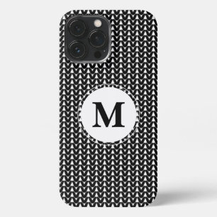 Knit Stitch Crafts Black Monogram iPhone Case 13 Pro Max Hoesje