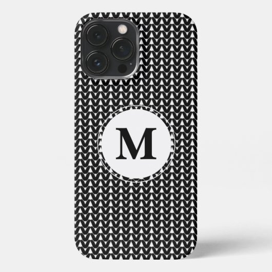 Knit Stitch Crafts Black Monogram iPhone Case iPhone Hoesje (Achterkant)
