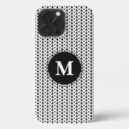 Knit Stitch Crafts White Monogram iPhone Case 13 Pro Max Hoesje