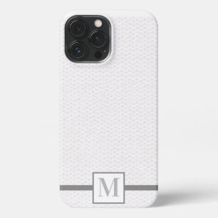 Knit Stitch Textured Monogram Gray iPhone Case iPhone 13 Pro Max Hoesje