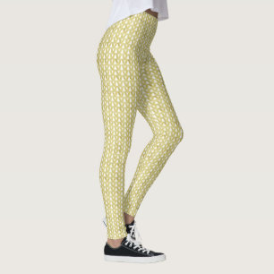 Knit Stockinette Stitch Crafts print Faux Gold Leggings