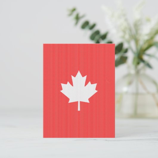 Knit Style Maple Leaf Knitting Motif Briefkaart (Staand voorkant)