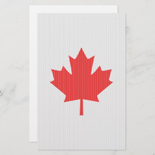 Knit Style Maple Leaf Knitting Motif Briefpapier (Voorkant / Achterkant)