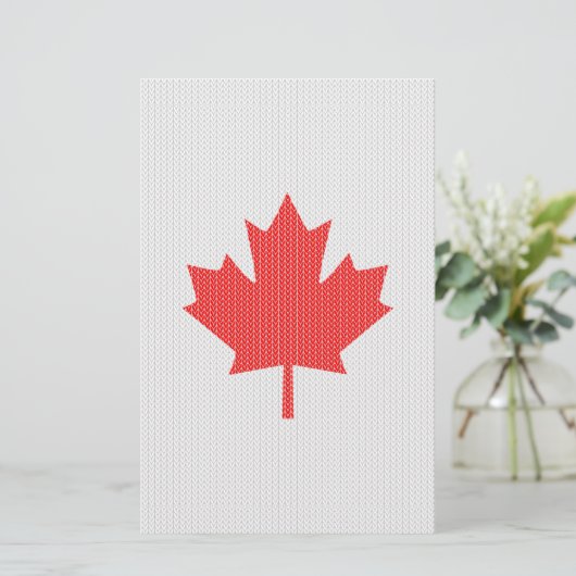Knit Style Maple Leaf Knitting Motif Briefpapier (Staand voorkant)