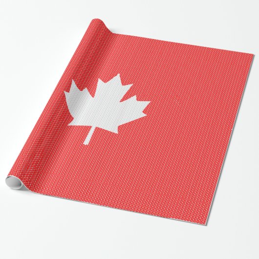 Knit Style Maple Leaf Knitting Motif Cadeaupapier (Uitgerold)
