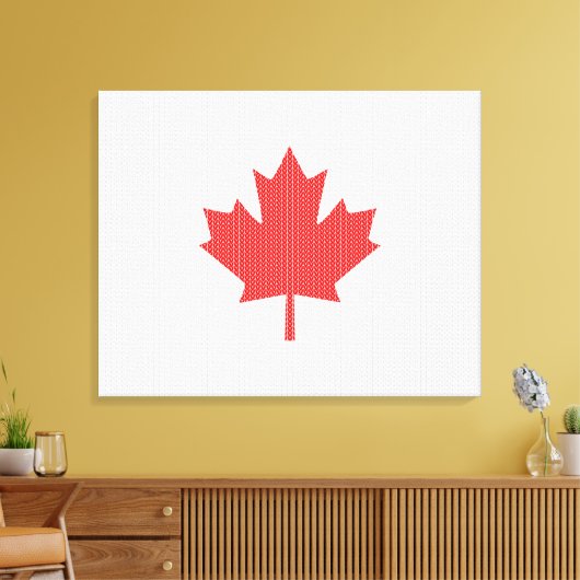 Knit Style Maple Leaf Knitting Motif Canvas Afdruk (Insitu (Woonkamer))