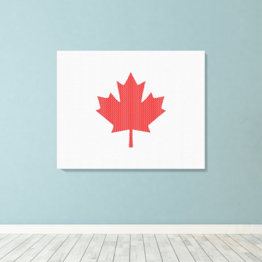 Knit Style Maple Leaf Knitting Motif Canvas Afdruk (Insitu (Houten vloer))