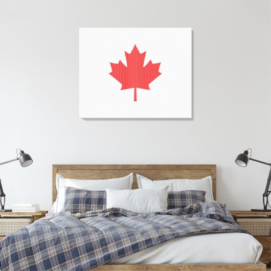 Knit Style Maple Leaf Knitting Motif Canvas Afdruk (Insitu (Slaapkamer))