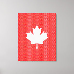 Knit Style Maple Leaf Knitting Motif Canvas Afdruk