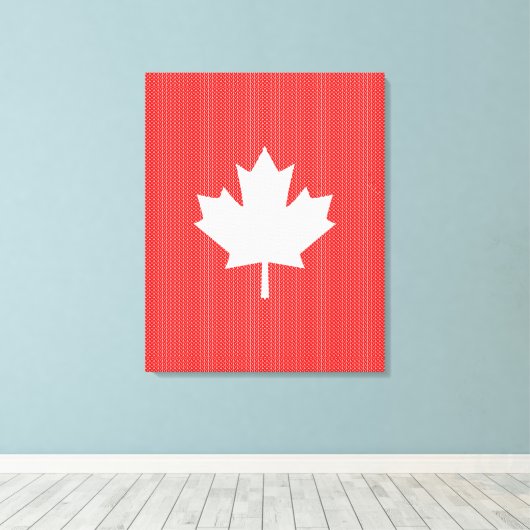 Knit Style Maple Leaf Knitting Motif Canvas Afdruk (Insitu (Houten vloer))