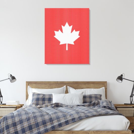 Knit Style Maple Leaf Knitting Motif Canvas Afdruk (Insitu (Slaapkamer))