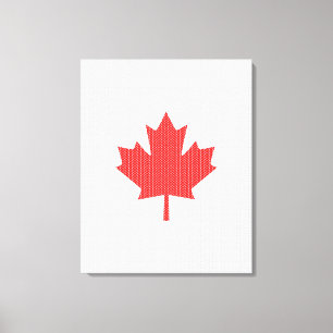 Knit Style Maple Leaf Knitting Motif Canvas Afdruk