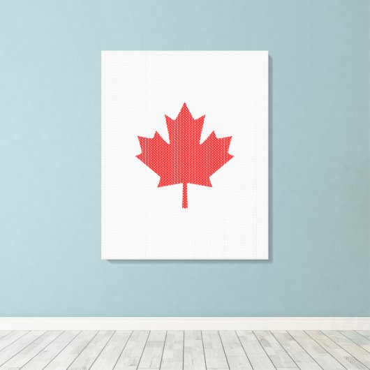 Knit Style Maple Leaf Knitting Motif Canvas Afdruk (Insitu (Houten vloer))