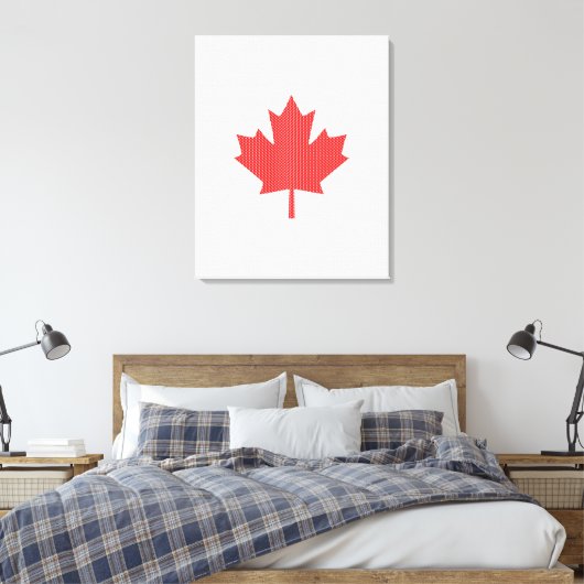 Knit Style Maple Leaf Knitting Motif Canvas Afdruk (Insitu (Slaapkamer))