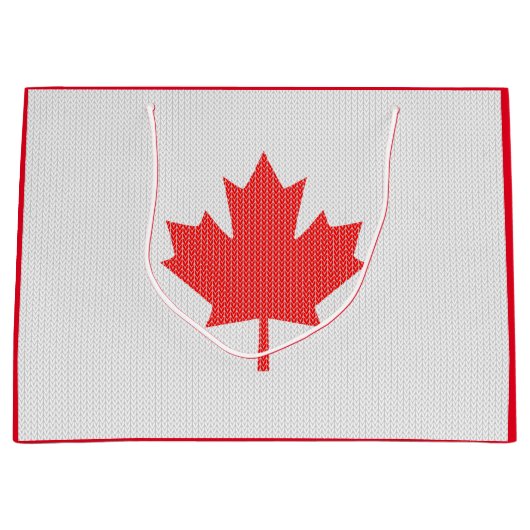 Knit Style Maple Leaf Knitting Motif Groot Cadeauzakje (Voorkant)