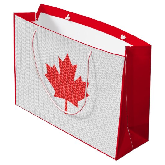 Knit Style Maple Leaf Knitting Motif Groot Cadeauzakje (Achterkant Gekanteld)