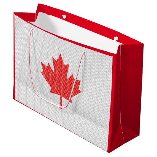 Knit Style Maple Leaf Knitting Motif Groot Cadeauzakje (Voorkant Gekanteld)