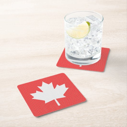 Knit Style Maple Leaf Knitting Motif Kartonnen Onderzetters (Insitu)